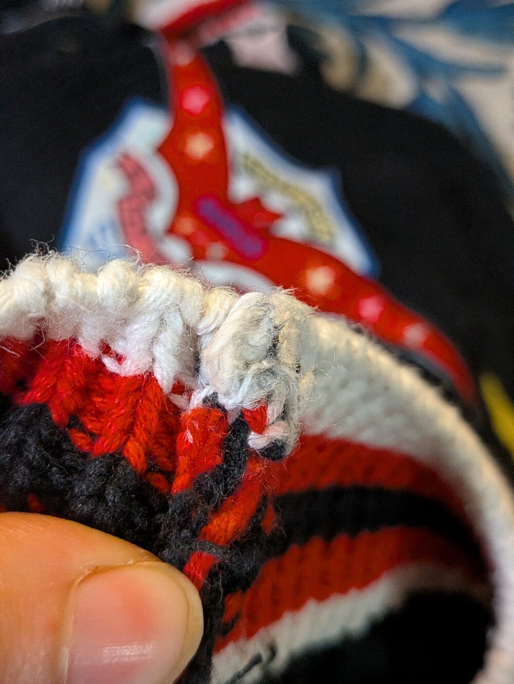 Vintage No! Jeans Fly To The Skies Black Patch Chunky Knit Cardigan OSFM - Picture 12 of 16